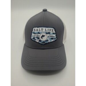 Salt Life Baseball‎ Cap Hat Mesh Grey White Live Salty Snap Back Youth NEW